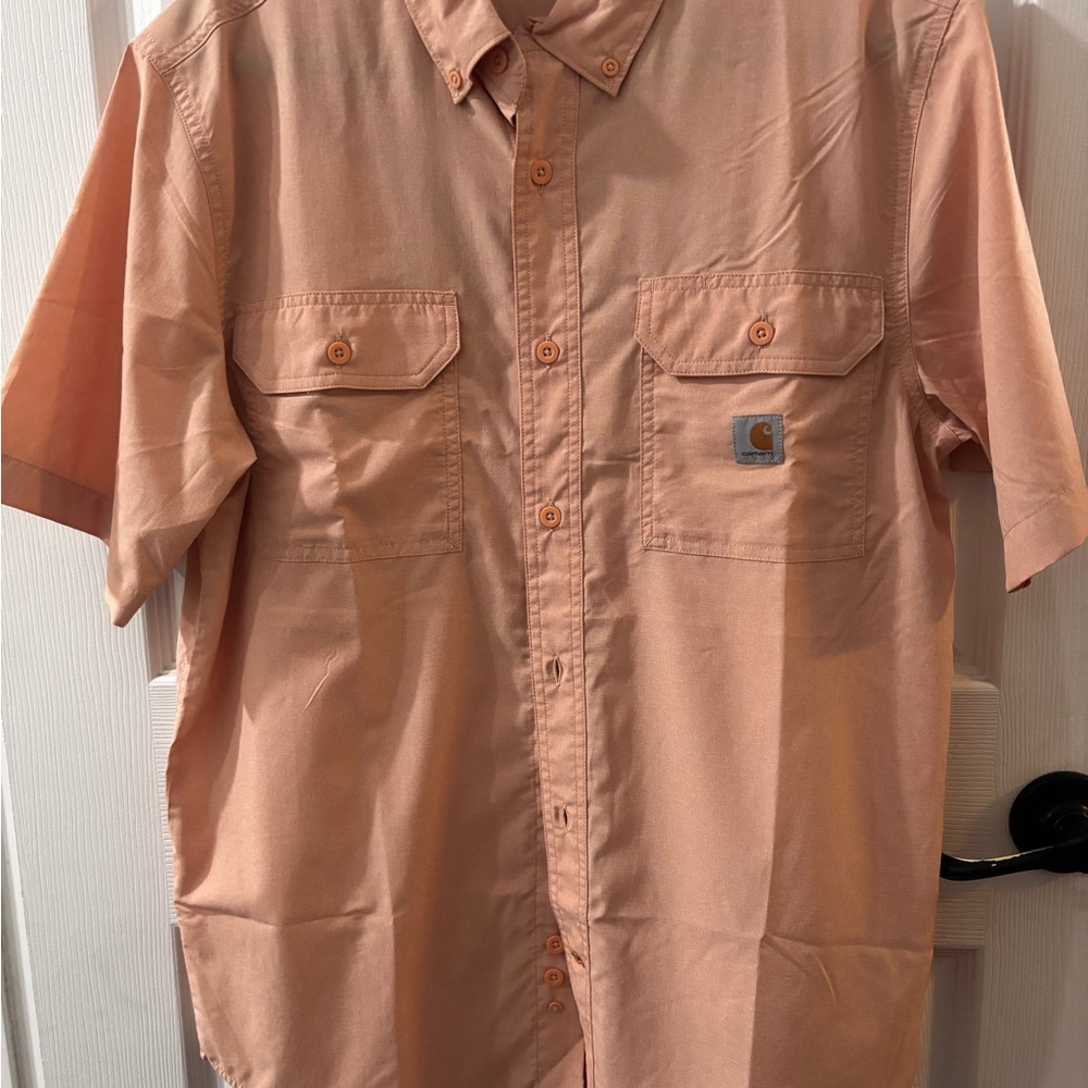 Carhartt Men's Light Orange Casual Button Down Shirt